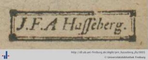 [Provenienz]: Hasseberg, Johann Friedrich August