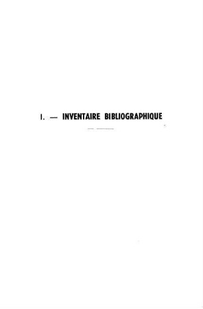 197-226, I. Inventaire bibliographique