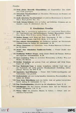 8. Verschiedenes Porzellan (Nr. 157-180)