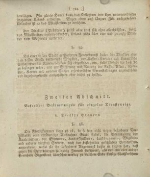 Zweiter Abschnitt. Besondere Bestimmungen für einzelne Dienstzweige.