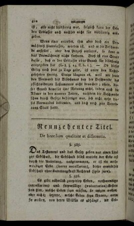 Neunzehnter Titel. De heredum qualitate et differentia.