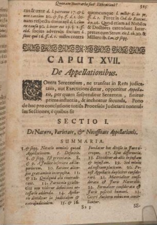 Sectio I. De Natura, Varietate, & Necessitate Appellationis.