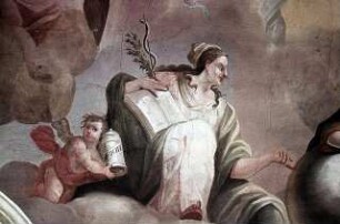 Fama, umgeben von Allegorien der Wissenschaften