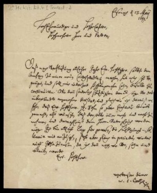 Brief von Wilhelm Ernst Tentzel an Friedrich Lucae