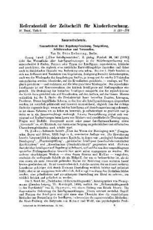 Sammelreferat über Begabungsforschung, Testprüfung, Schülerauslese und Verwandtes : [Sammelreferate]