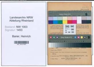 Entnazifizierung Heinrich Baner , geb. 23.06.1909 (Meister)