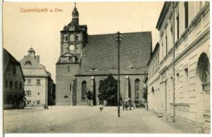 Dommitzsch. Rathaus und Kirche