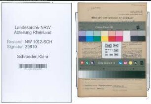 Entnazifizierung Klara Schroeder , geb. 24.01.1894 ()