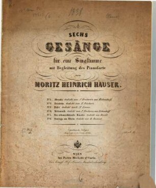 Sechs Gesänge für eine Singstimme mit Begleitung des Pianoforte : 7. Werk, 6. Sonntags am Rhein