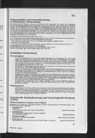 Frauenstudien und Frauenforschung an Hamburger Hochschulen