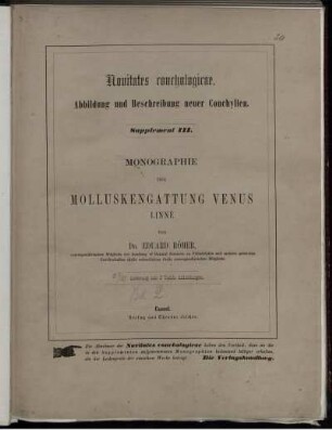 Suppl. 3, [Bd. 2]: Novitates conchologicae. Suppl. 3. Monographie der Molluskengattung Venus, Linné. [Bd. 2]
