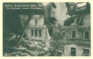 Novemberrevolution: "Berliner Straßenkämpfe März 1919. Alte Schützenstr. Schwere Minentreffer"