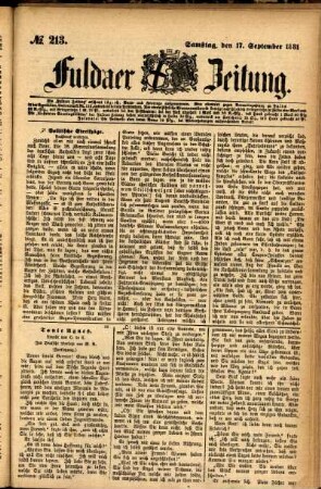 Ausgabe vom Samstag, den 17. September 1881.