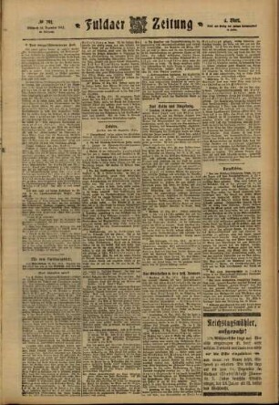 Zweite Ausgabe vom Mittwoch, den 20. Dezember 1911.