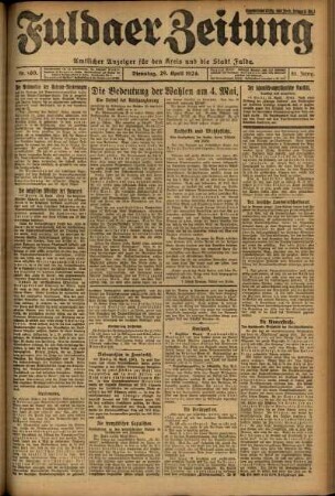 Ausgabe vom Dienstag, den 29. April 1924.