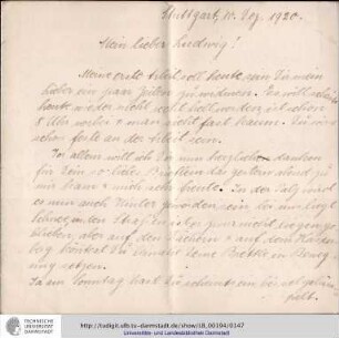 Brief vom 10.12.1920