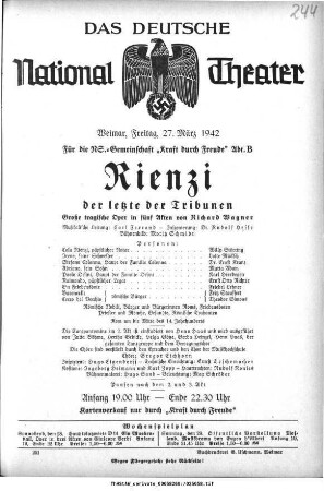 Rienzi, der letzte der Tribunen