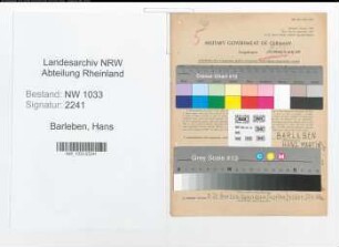 Entnazifizierung Hans Barleben , geb. 02.12.1906 (Zimmermann)