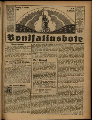 Erste Ausgabe vom Sonntag, den 17. November 1929.