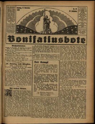 Erste Ausgabe vom Sonntag, den 17. November 1929.
