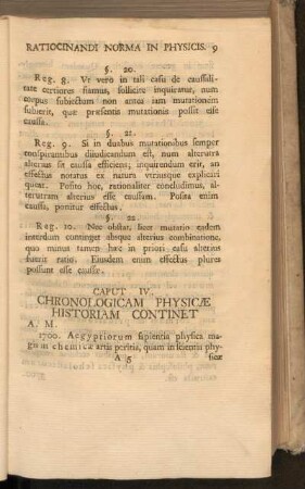 Caput IV. Chronologicam Physicae Historiam Continet