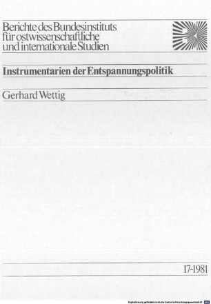 Instrumentarien der Entspannungspolitik