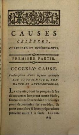 Causes célèbres, curieuses et intéressantes, de toutes les cours souveraines du royaume, avec les jugemens qui les ont décidées. [N.F.] 128. 1785