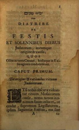 Diatribe de origine et causis festorum solenniumque dierum
