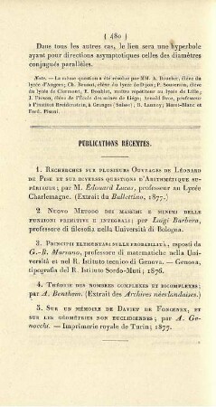 Publications récentes.