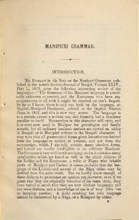 A Manipuri grammar, vocabulary, and phrase book : to which are added some Manipuri proverbs and specimens of Manipuri correspondence