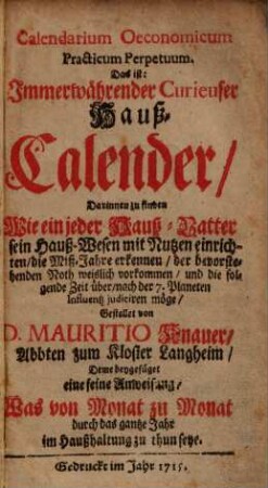 Calendarium oeconomicum practicum perpetuum