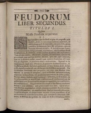 Feudorum Liber Secundus.