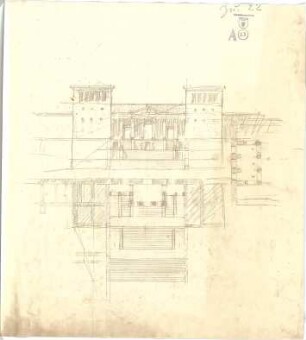 Thiersch, August ; Alexandria (Ägypten); Serapeum von Alexandria - Grundriss, Ansicht