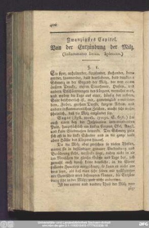 Zwanzigstes Capitel. Von der Entzündung der Milz.
