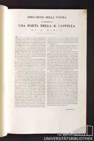 Spiegazione della tavola rappresentante una porta della R. Capella di S. Marco