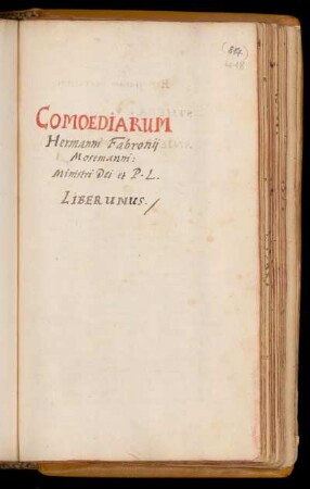 Comoediarum ... Liber unus