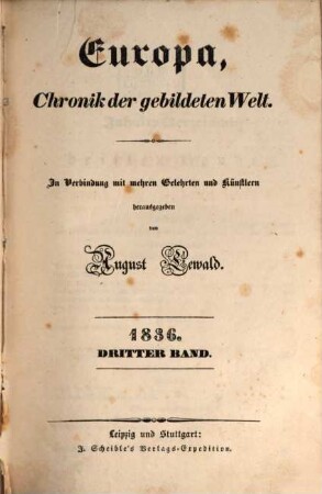 A. Lewald's Europa : Chronik der gebildeten Welt. 1836,3, 1836,3