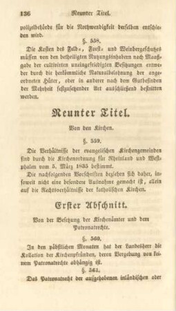 Neunter Titel. Von den Kirchen