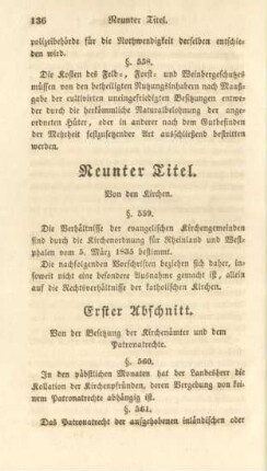 Neunter Titel. Von den Kirchen