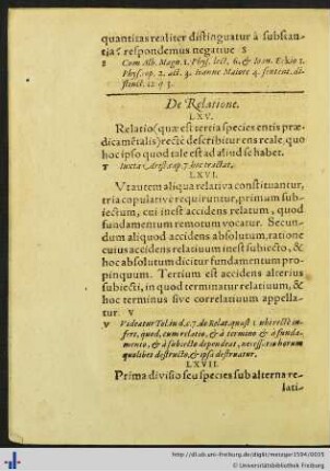 De Relatione. Thesis LXV-LXXII.