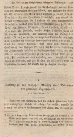 197-205 Nachtrag zu dem Aufsatze: Versuch einer Deduction der göttlichen Eigenschaften