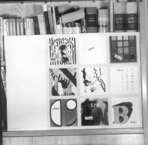 Schriftzeichen cbm. Collage aus Tusche, Deckfarben, Schriftdrucken, Spritztechnik; 42 x 59,3 cm (1931; H. Rose)