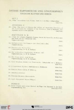 Diverse Kupferstiche und Lithographien. Einzelne Blätter und Serien (Nr. 259-305)