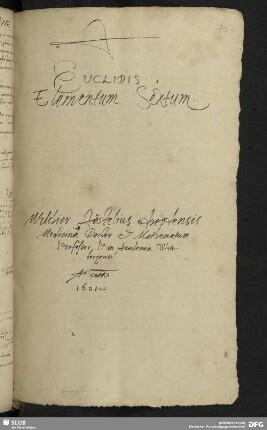 [Faszikel 1, Text 4:] Euclidis elementum sextum.