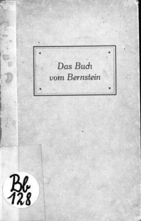 Das Buch vom Bernstein : Bernstein ein deutscher Werkstoff