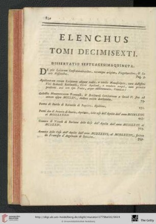 Elenchus tomi decimisexti