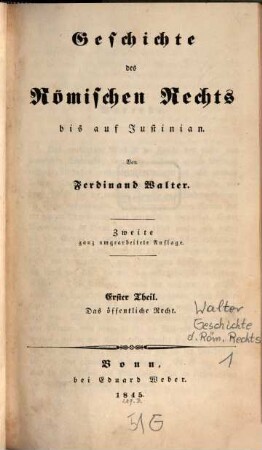 Geschichte des Römischen Rechts bis auf Justinian, 1. Das öffentliche Recht