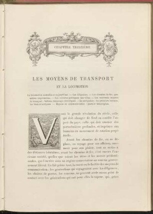 Chapitre treizième. Les moyens de transport et la locomotion.