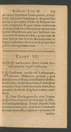 Caput VII. De Usu et Authoritate Juris Civilis Romanorum in Regno Lusitaniae.