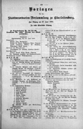 In nicht öffentlicher Sitzung. No. 13. (247-291), 27. Juni 1906